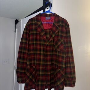 Pendleton Red and Green Plaid Shirt Jacket